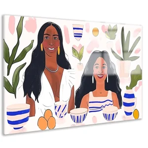 Kleurrijk portret van twee vrouwen acrylglas