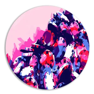 Abstracte kleurrijke pokerchips compositie aluminium muurcirkel